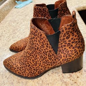 Leopard print slip on boots